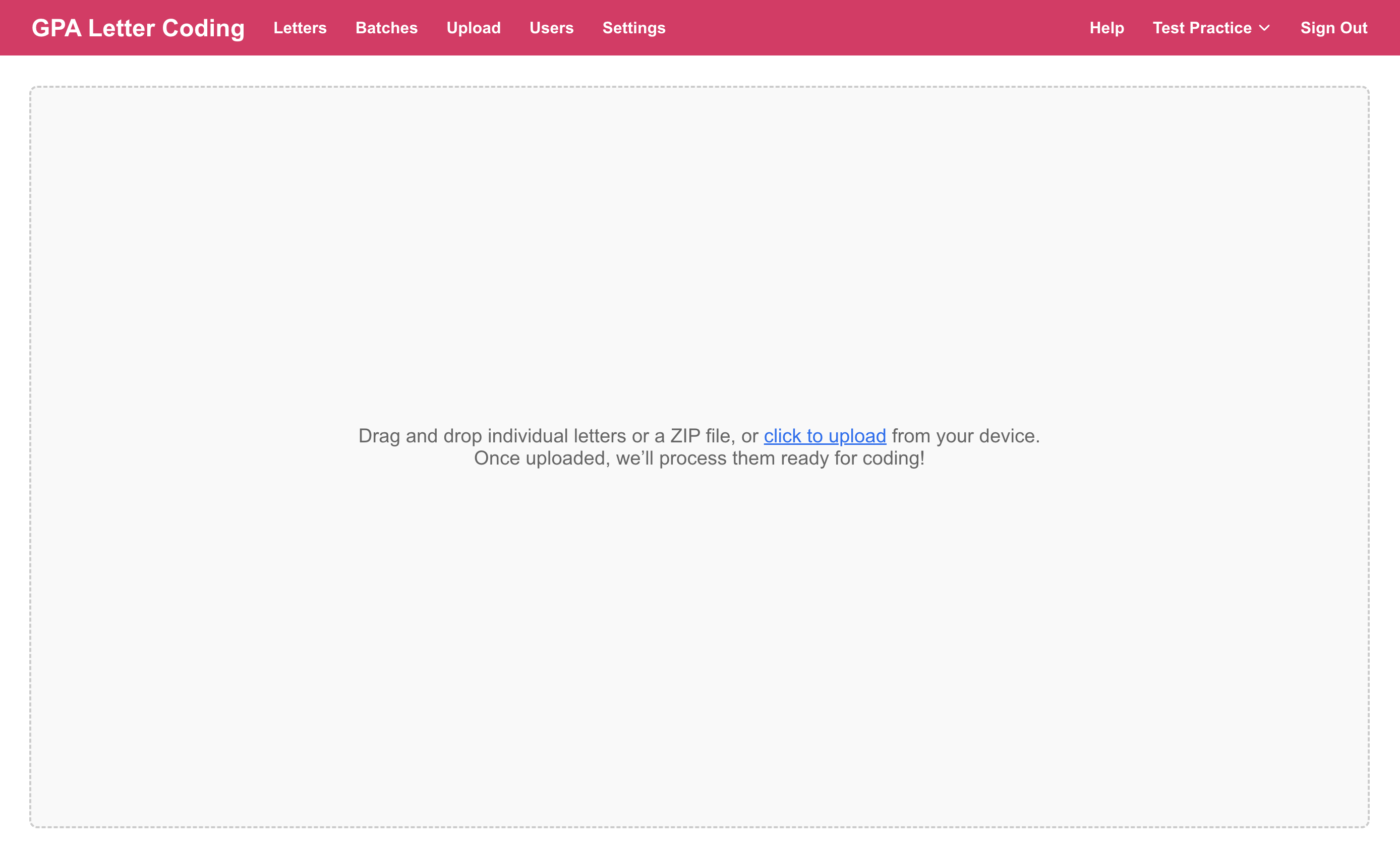 Upload letters to the dashboard